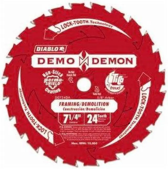 Alt view image 3 of 8 - Freud 7-.25in. 24T Diablo Demo Demon Framing & Demolition Saw Blade D0724DA