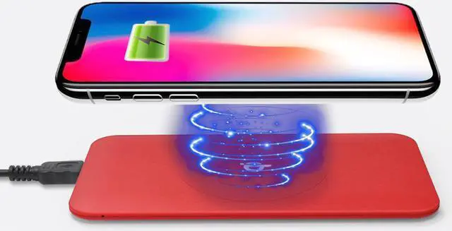 Main image of Fuji Labs Wireless Qi Cell Phone Charger Rubber Oil Coated, Red