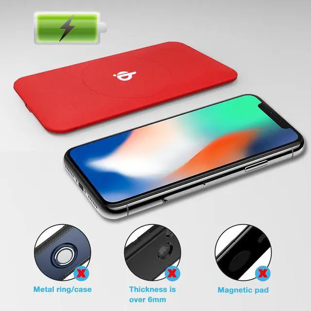 Alt view image 3 of 4 - Fuji Labs Wireless Qi Cell Phone Charger Rubber Oil Coated, Red