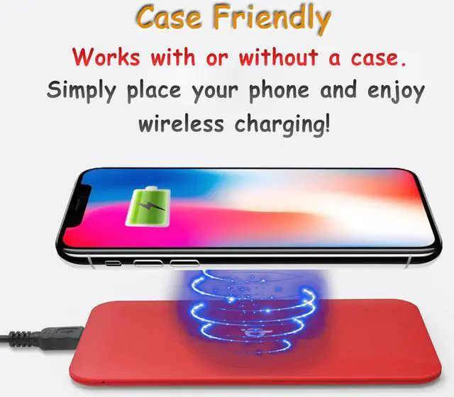 Alt view image 4 of 4 - Fuji Labs Wireless Qi Cell Phone Charger Rubber Oil Coated, Red