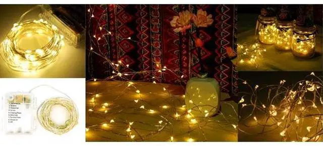 Alt view image 7 of 7 - Fuji Labs 120L Mini LED 2-Meter 6-Strip Warm-Color Multi-Mode Battery Powered String Light