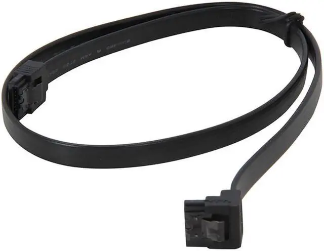 Main image of 2ft 180 to 90 degree 6Gb/s SATA3 Serial ATA DATA cable w/ latch for PC SATA 3.0 SATAIII 6Gbps HDD Hard Drive Disk/ SSD -Black