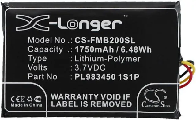 Main image of 1750mAh battery for Falcom Mambo 2 p/n PL983450 1S1P