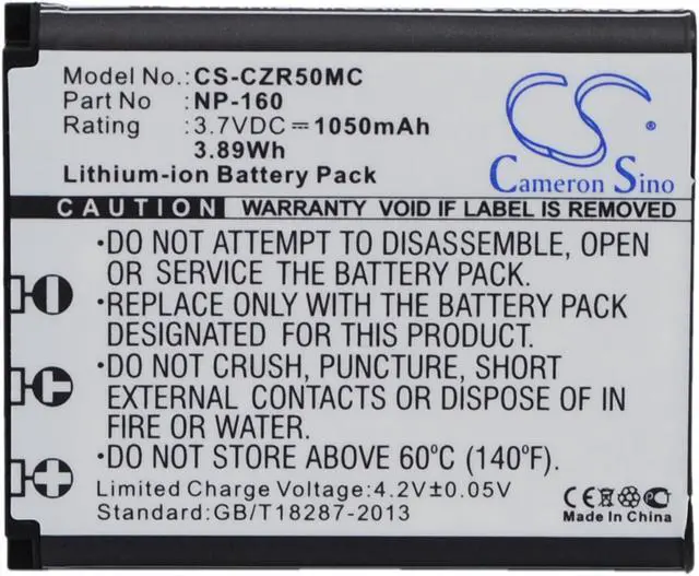 Alt view image 2 of 10 - 1050mAh NP-160 Battery for Camera CASIO Exilim EX-ZR50