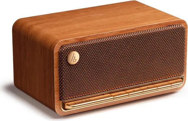 Alt view image 3 of 7 - Edifier MP230 Portable Bluetooth Speaker, Wireless Speaker with Stereo Sound for Outdoor Travel, 10-Hour Playtime, Supports USB Soundcard/Micro SD, 20W RMS - Classic Wooden
