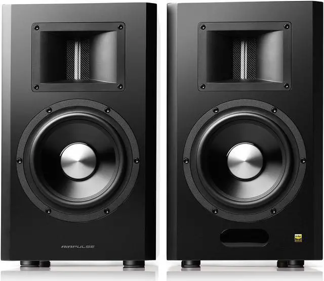 Alt view image 3 of 4 - AirPulse A300PRO Hi-Res Audio Certified Active Speaker System Built-in Amplifier Optical, Coaxial, Bluetooth 5.0 aptX, RCA, AUX, and USB Inputs - Pair