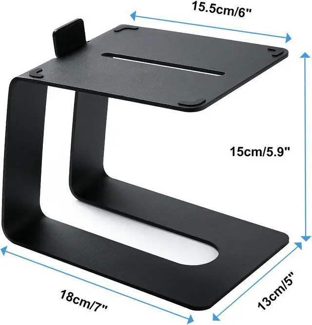Alt view image 3 of 7 - Desktop Speaker Stands, Studio Monitor Speaker Stand for Small & Medium Bookshelf Computer Speakers, Vibration Damping Tilted Tabletop Speaker Stands, Black - Pair