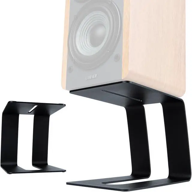 Alt view image 2 of 7 - Desktop Speaker Stands, Studio Monitor Speaker Stand for Small & Medium Bookshelf Computer Speakers, Vibration Damping Tilted Tabletop Speaker Stands, Black - Pair