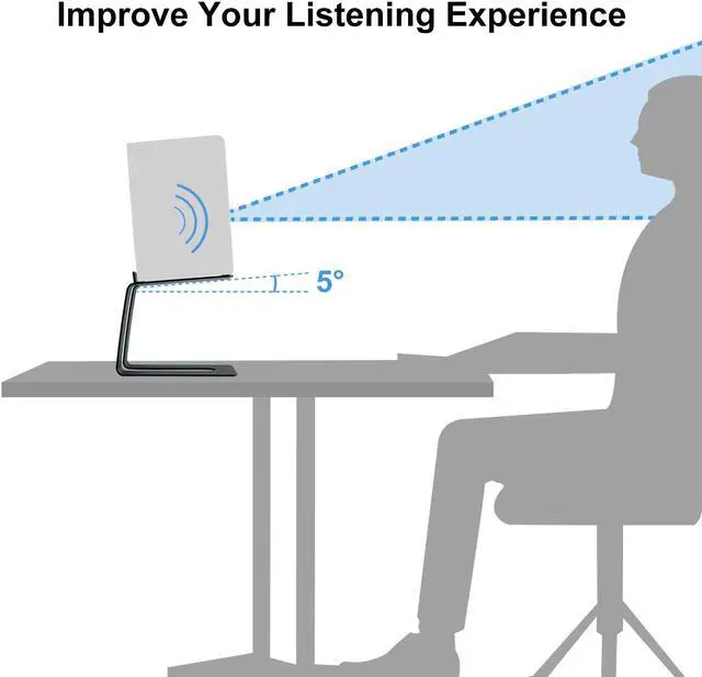 Alt view image 4 of 7 - Desktop Speaker Stands, Studio Monitor Speaker Stand for Small & Medium Bookshelf Computer Speakers, Vibration Damping Tilted Tabletop Speaker Stands, Black - Pair