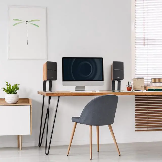 Alt view image 7 of 7 - Desktop Speaker Stands, Studio Monitor Speaker Stand for Small & Medium Bookshelf Computer Speakers, Vibration Damping Tilted Tabletop Speaker Stands, Black - Pair