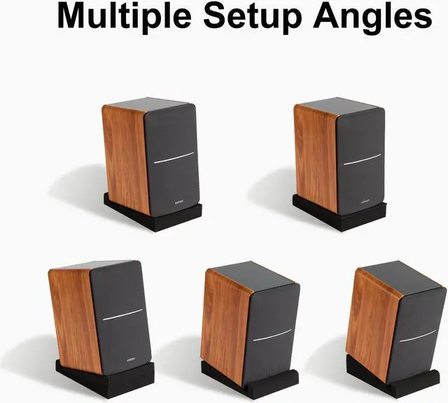 Alt view image 3 of 7 - SS5 Studio Monitor Isolation Pads, High-Density Acoustic Foam Tilted Tabletop & Desktop Speaker Stands for Midsize Bookshelf Computer Speakers, Prevent Vibrations & Fits most Speaker, Black - Pair
