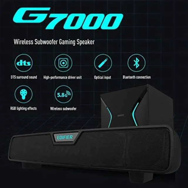Alt view image 2 of 7 - Edifier G7000 Wireless Subwoofer Gaming Bluetooth Speaker DTS Surround Sound RGB Lighting Effects Supports Gaming Music Movie