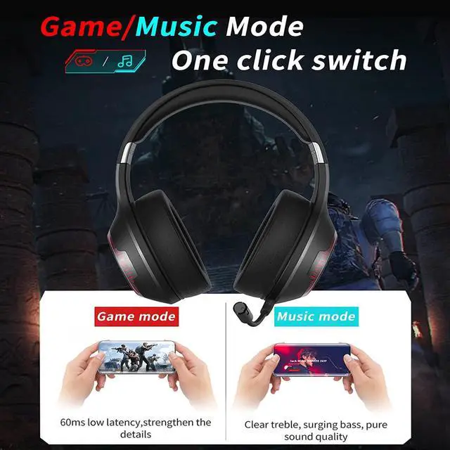 Alt view image 4 of 7 - HECATE by Edifier G33BT Wireless Gaming Headset, Bluetooth Gaming Headset with Microphone for PC Nintendo Switch, 60ms Low Latency Wireless Headphones with Detachable Microphone 48H Playtimeblack