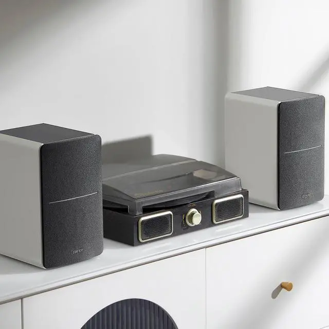 Alt view image 5 of 6 - Edifier R1280DB Powered Bluetooth Bookshelf Speakers - Optical Input - Wireless Studio Monitors - 4 Inch Near Field Speaker - 42w RMS - White