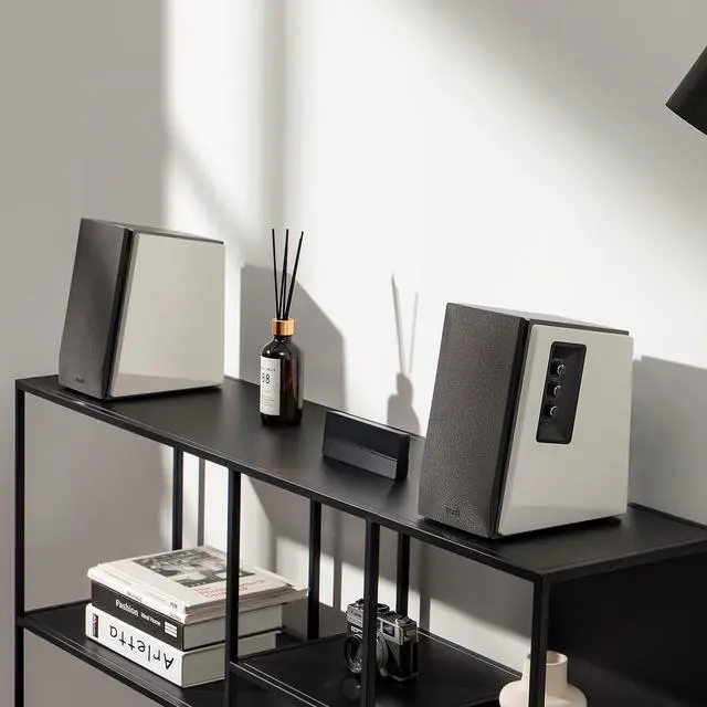 Alt view image 5 of 7 - Edifier R1700BT Bluetooth Bookshelf Speakers - Active Near-field Studio Monitors - Powered Speakers 2.0 Setup Wooden Enclosure - 66w RMS - White