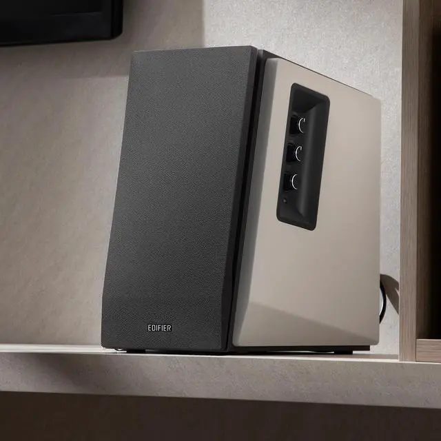 Alt view image 6 of 7 - Edifier R1700BT Bluetooth Bookshelf Speakers - Active Near-field Studio Monitors - Powered Speakers 2.0 Setup Wooden Enclosure - 66w RMS - White