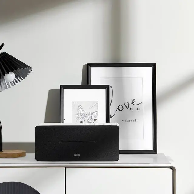 Alt view image 5 of 9 - Edifier D12 Tabletop Speaker - Integrated Desktop Stereo Bluetooth Speaker - Wireless Computer Speaker for Desktop Use- 70 Watts RMS with Subwoofer Line Out - White Enclosure