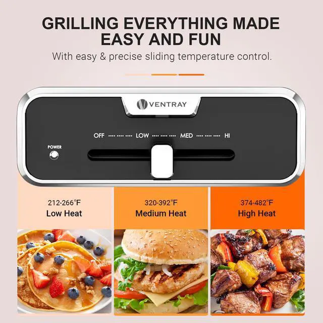 Alt view image 4 of 7 - Ventray Classic 2.0 Indoor Electric Grill, Portable Korean BBQ Grill with Removable Griddle Plate, Lid, Nonstick Cooking Surface, Adjustable Temperature,1200W Powerful & Even Cooking (Pink)