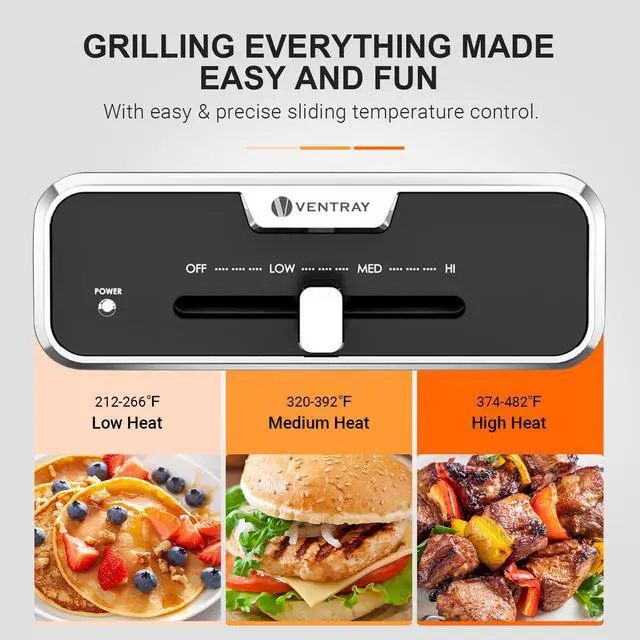 Alt view image 4 of 7 - Ventray Classic 2.0 Indoor Electric Grill, Portable Korean BBQ Grill with Removable Griddle Plate, Lid, Nonstick Cooking Surface, Adjustable Temperature,1200W Powerful & Even Cooking (Mushroom White)