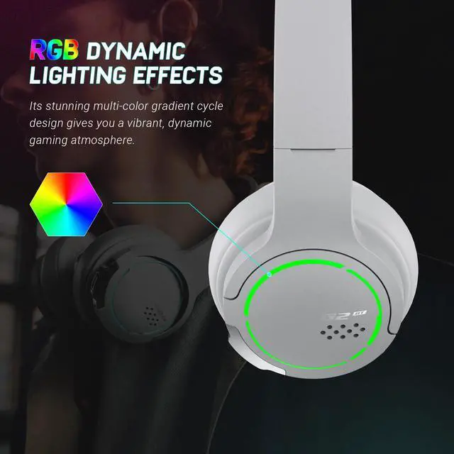 Alt view image 7 of 7 - HECATE by Edifier G2BT Gaming Headset, Bluetooth 5.2 Wireless Headphones with 40mm Driver, Deep Bass Stereo Sound, Lightweight Noise Cancelling Over Ear Headphones with Soft Earmuffs, RGB Light, Grey
