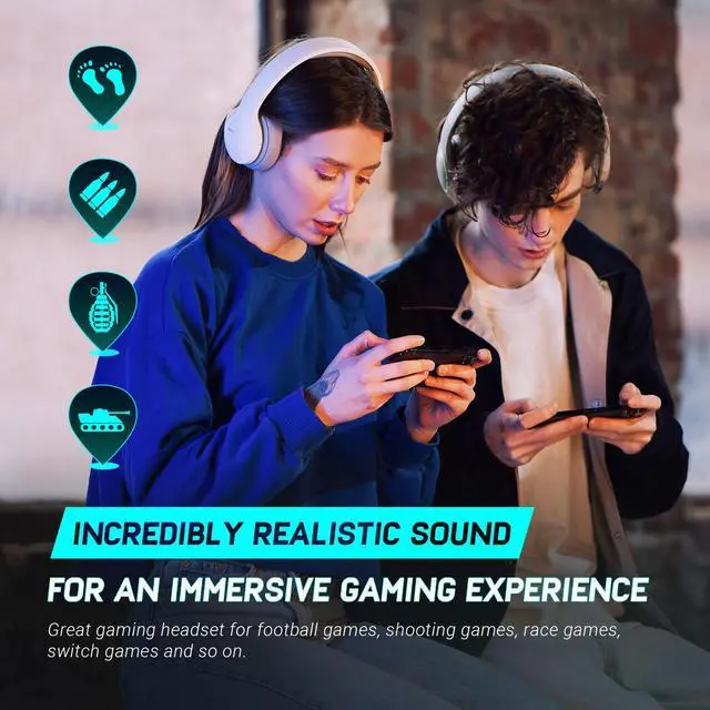 Alt view image 3 of 7 - HECATE by Edifier G2BT Gaming Headset, Bluetooth 5.2 Wireless Headphones with 40mm Driver, Deep Bass Stereo Sound, Lightweight Noise Cancelling Over Ear Headphones with Soft Earmuffs, RGB Light, Grey