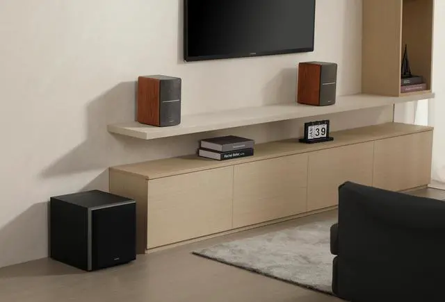 Alt view image 2 of 5 - Edifier R1280Ts Powered Bookshelf Speakers with T5 8" 70w Powered Active Studio Subwoofer