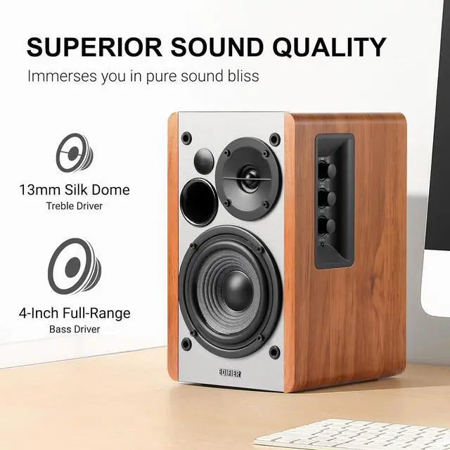 Alt view image 4 of 5 - Edifier R1280Ts Powered Bookshelf Speakers with T5 8" 70w Powered Active Studio Subwoofer