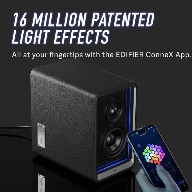Alt view image 7 of 7 - Edifier QR65 Active Monitor Speakers with 65W GaN Fast Charger Function, 70W RMS Bluetooth Computer Speakers with Hi-Res 24bit Wireless Audio, Subwoofer Out and Light Effects (Black)