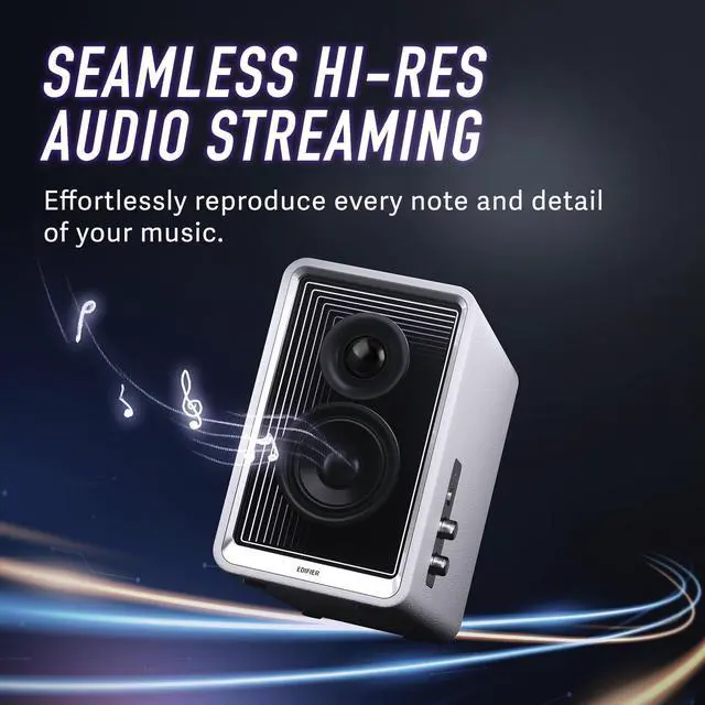 Alt view image 3 of 7 - Edifier QR65 Active Monitor Speakers with 65W GaN Fast Charger Function, 70W RMS Bluetooth Computer Speakers with Hi-Res 24bit Wireless Audio, Subwoofer Out and Light Effects (White)
