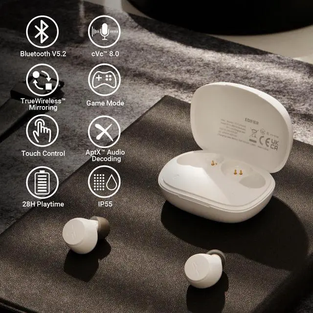 Alt view image 2 of 6 - Edifier X3s True Wireless Stereo Earbuds, IP55 Bluetooth Headphones, 28H Playtime in-Ear Earphones with Charging Case for Phone Sports - White