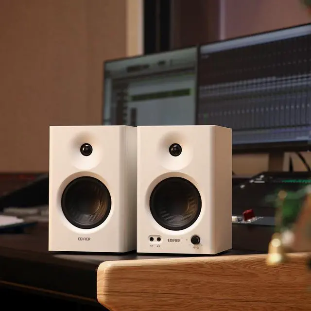 Alt view image 5 of 7 - Edifier MR4 Powered Studio Monitor Speakers, 4" Active Near-field Monitor Speaker - White (Pair) - Refurbished