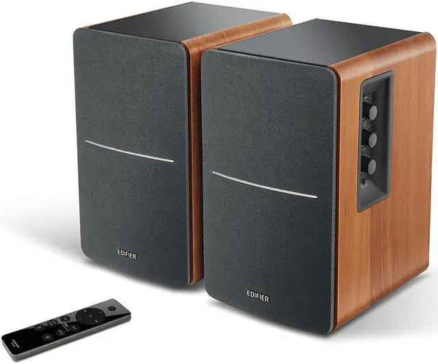 Alt view image 2 of 6 - Edifier R1280DBs Active Bluetooth Bookshelf Speakers - Optical Input - 2.0 Wireless Studio Monitor Speaker - 42W RMS with Subwoofer Line Out - Wood Grain(Certified Refurbished)