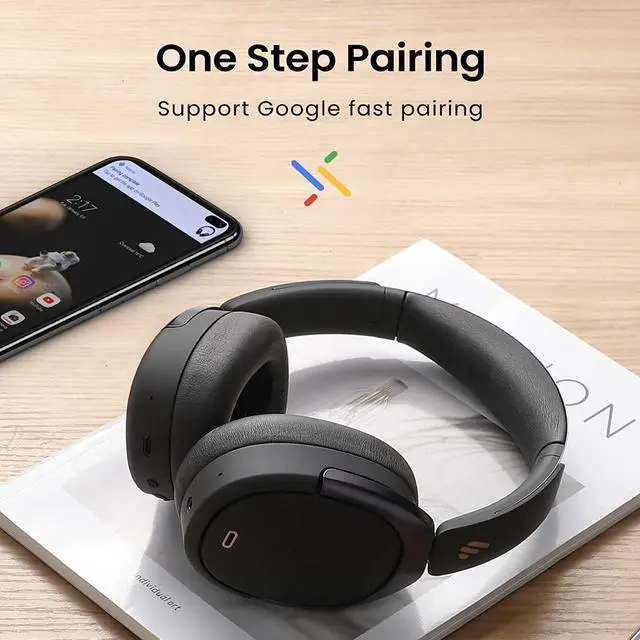 Alt view image 5 of 6 - Edifier WH950NB Wireless Headphones - Active Noise Cancelling Headsets - Bluetooth 5.3 - Hi-Res Audio - 55H Playtime - Google Fast Pairing - Dual-Device Connection - Connect to App (Black)-Refurbished