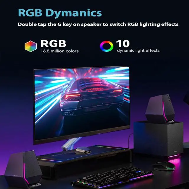 Alt view image 2 of 6 - Edifier G1500 MAX 2.1 Computer Speakers System, 60W Hecate Gaming Speakers with Subwoofer Line Out, RGB Light, Bluetooth 5.3, USB, Type-C, 3.5mm AUX Input, Black
