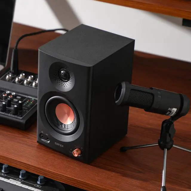 Alt view image 6 of 7 - Edifier MR3 Powered Studio Monitor Speakers, Hi-Res Audio Certified Bluetooth V5.4 Active Bookshelf Speakers, 2.0 Computer Speaker with Headphone Output RCA AUX Balanced TRS Input - Black (Pair)