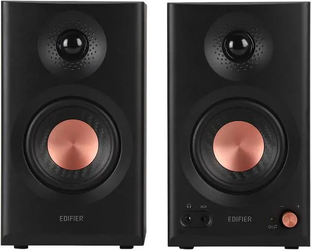 Alt view image 2 of 7 - Edifier MR3 Powered Studio Monitor Speakers, Hi-Res Audio Certified Bluetooth V5.4 Active Bookshelf Speakers, 2.0 Computer Speaker with Headphone Output RCA AUX Balanced TRS Input - Black (Pair)