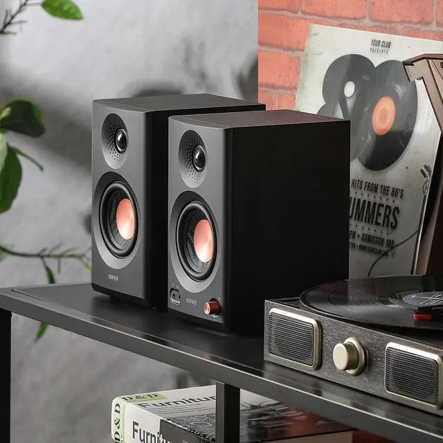 Alt view image 7 of 7 - Edifier MR3 Powered Studio Monitor Speakers, Hi-Res Audio Certified Bluetooth V5.4 Active Bookshelf Speakers, 2.0 Computer Speaker with Headphone Output RCA AUX Balanced TRS Input - Black (Pair)