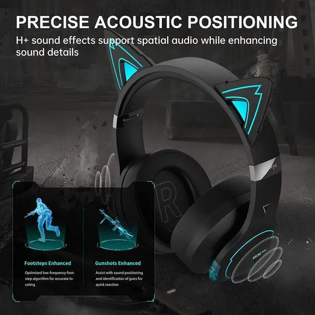 Alt view image 3 of 7 - Edifier G5BT CAT Wireless Bluetooth Gaming Headset with Mic - Black  (Refurbished)
