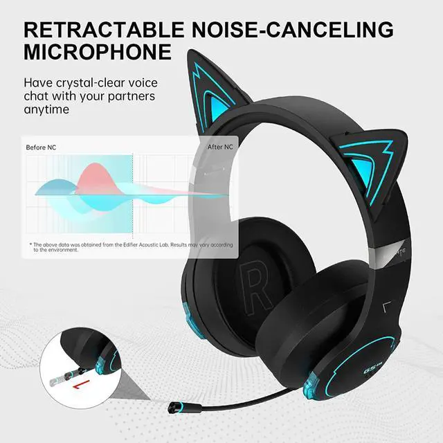 Alt view image 5 of 7 - Edifier G5BT CAT Wireless Bluetooth Gaming Headset with Mic - Black  (Refurbished)