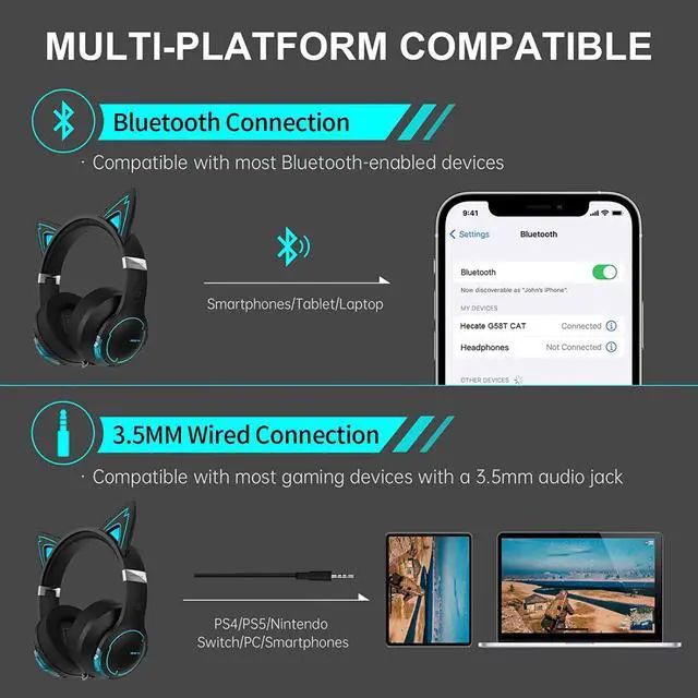 Alt view image 2 of 7 - Edifier G5BT CAT Wireless Bluetooth Gaming Headset with Mic - Black  (Refurbished)