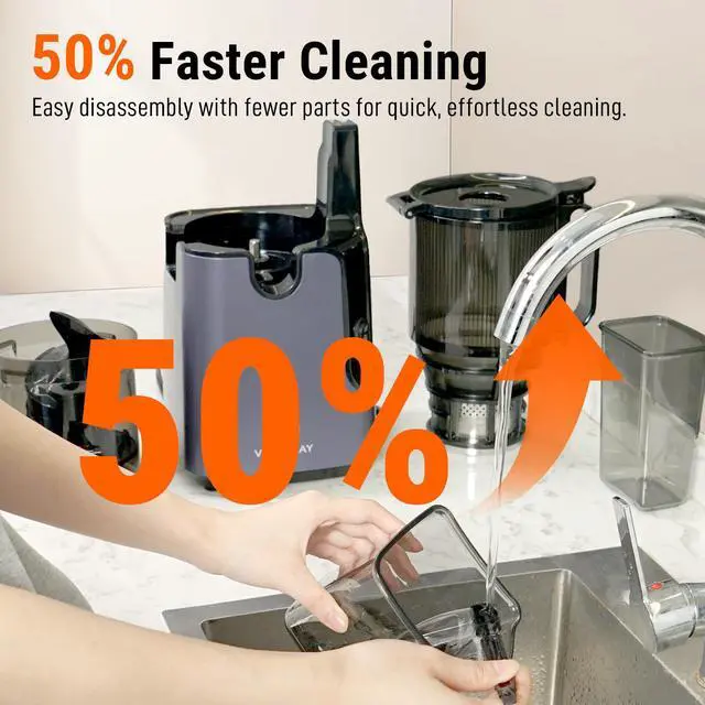 Alt view image 5 of 7 - Ventray Cold Press Juicer, Juicer Machine with 5.1 Inch Large Feed Chute for Whole Fruits & Vegetables, 250W Power Masticating Juicer, Easy to Clean High Juice Yield for Batch Juicing - Purple