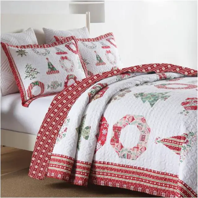 Alt view image 2 of 6 - Ventray Christmas Quilt Set King - Reversible Bedspread Coverlet Winter Christmas Quilt  Bedding Lightweight Bed Cover - Holiday Bedding Gift for Kids Adults, 1 Quilt 2 Pillow Shams