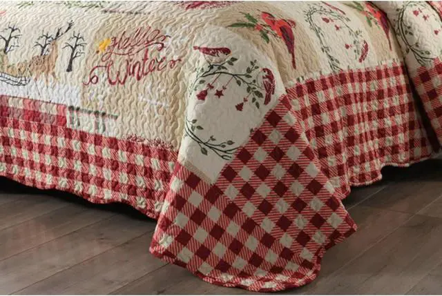 Alt view image 2 of 6 - Ventray Christmas Quilt Set Queen - Reversible Bedspread Coverlet Christmas Rustic Cabin Lodge  Bedding Lightweight Bed Cover - Holiday Bedding Gift for Kids Adults, 1 Quilt 2 Pillow Shams