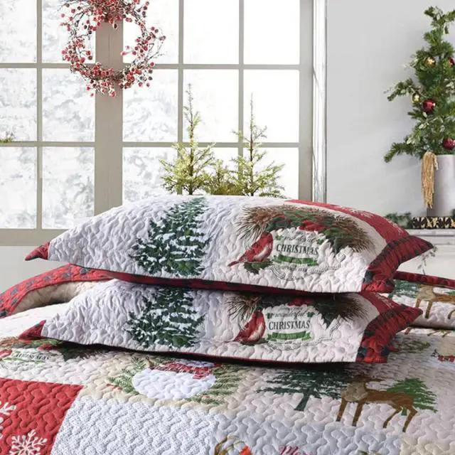 Alt view image 6 of 6 - Ventray Christmas Quilt Set Queen - Reversible Bedspread Coverlet Christmas Snowman Reversible  Bedding Lightweight Bed Cover - Holiday Bedding Gift for Kids Adults, 1 Quilt 2 Pillow Shams
