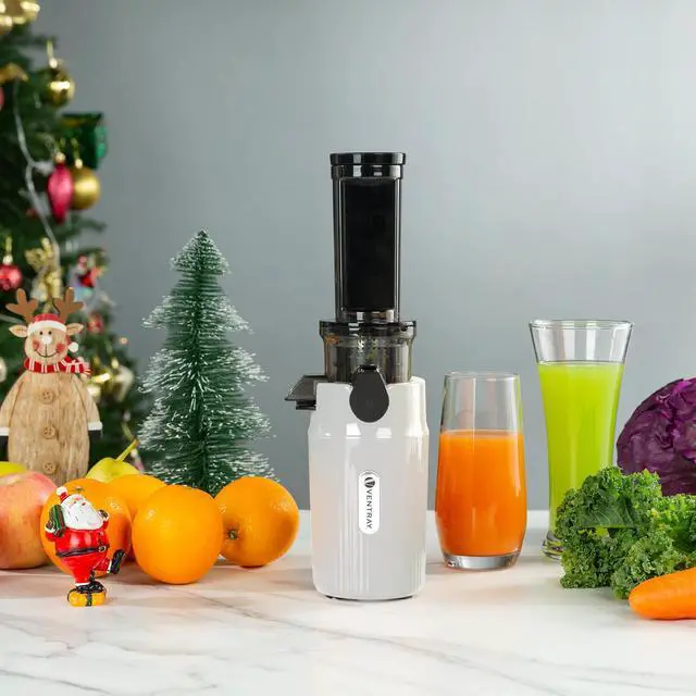 Alt view image 7 of 7 - Ventray Essential Ginnie Juicer, Compact Small Cold Press Juicer, Masticating Slow Juicer with 60RPM Low Speed, Easy to Clean & Nutrient Dense, Eco-Friendly Packaging, White