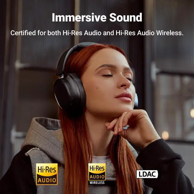 Alt view image 2 of 7 - Edifier Active Noise Cancelling Headphones, Over Ear Bluetooth Headset, 92H Playtime Wired & Wireless Hi-Res Audio Certified, Fast Charging Clear Calls for Home Office Travel - Black