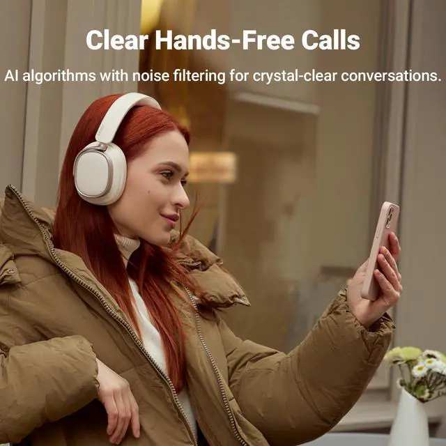 Alt view image 5 of 7 - Edifier Active Noise Cancelling Headphones, Over Ear Bluetooth Headset, 92H Playtime Wired & Wireless Hi-Res Audio Certified, Fast Charging Clear Calls for Home Office Travel - Ivory