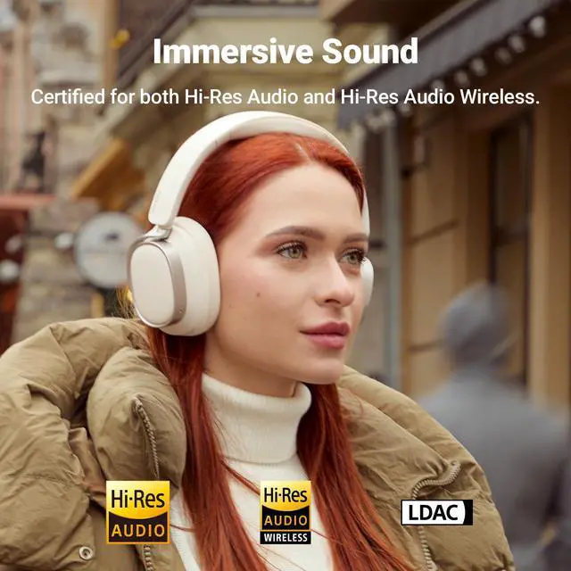 Alt view image 2 of 7 - Edifier Active Noise Cancelling Headphones, Over Ear Bluetooth Headset, 92H Playtime Wired & Wireless Hi-Res Audio Certified, Fast Charging Clear Calls for Home Office Travel - Ivory