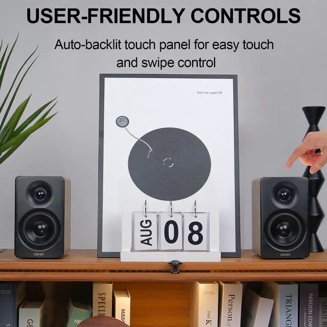 Alt view image 6 of 7 - Edifier Bookshelf Speakers, 66W RMS Desktop Speakers, Hi-Res Audio & Hi-Res Wireless Audio Computer Speakers, Bluetooth V5.3 Speakers with USB-C AUX Input and Stands  Oak