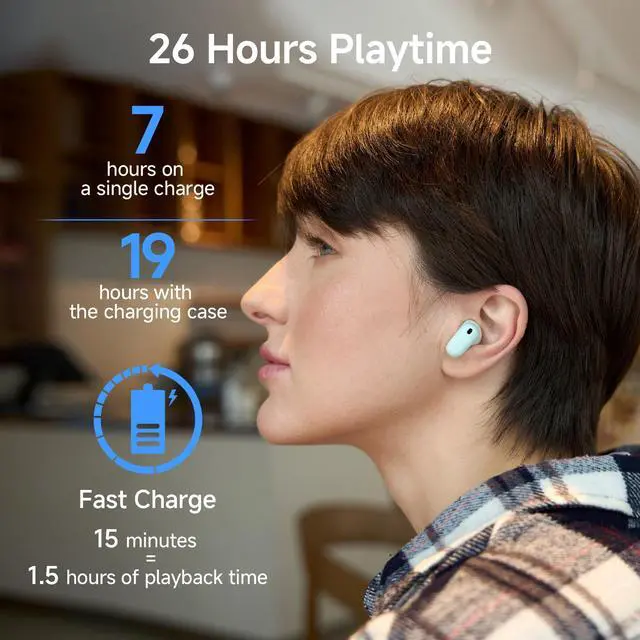 Alt view image 4 of 7 - Edifier X1 Lite True Wireless Earbuds, Bluetooth 5.4 Earphones with 26 Hours Playtime Single Mic AI for Clear Calls, IP54 Sweat Resistant Low Latency Headphones Supports Fast Charging - Green